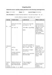 English worksheet: integrated lesson plan