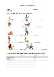 English worksheet: a ws for elementary level students including can,cant  , jobs , adj etc.