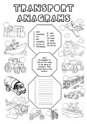 English Worksheet: Transport anagrams