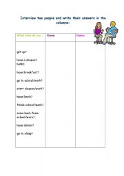 English worksheet: Telling the time/ Daily Routines