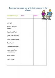 English Worksheet: Telling the time/ Daily Routines