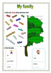 English Worksheet: My family (2 pages)