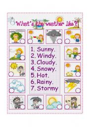 English Worksheet: what is the weather like?