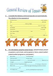 English Worksheet: General Review of Tenses