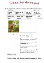 English Worksheet: Introduce yourself and fairy tales