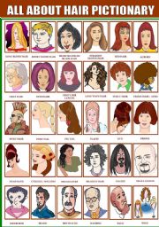 English Worksheet: ALL ABOUT HAIR PICTIONARY