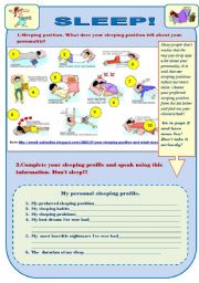 English Worksheet: SLEEP! -fun activity set