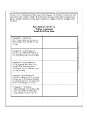 English worksheet: Graphic Organizer for Letter/Essay of Self Introductions