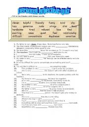 English Worksheet: personal adj quiz