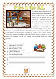 English Worksheet: Pubs in U.K.