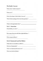 English worksheet: Mesopotamia questions