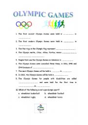 English worksheet: The Olympic games