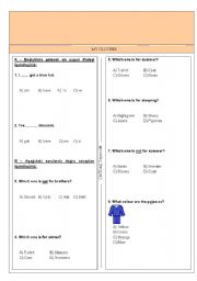 English Worksheet: test about clothes