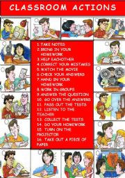 English Worksheet: CLASSROOM ACTIONS ( PART 2 )