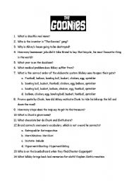 English Worksheet: movie quiz goonies