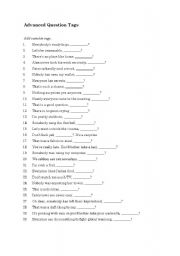 English Worksheet: Advanced Question Tags