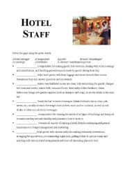English Worksheet: Hotel Staff vocabulary exercise