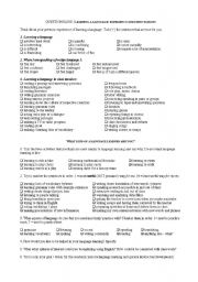 English Worksheet: QUESTIONNAIRE: LEARNING A LANGUAGE: EXPERIENCE AND EXPECTATIONS