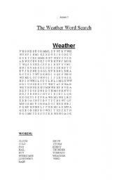 English Worksheet: The Weather word search