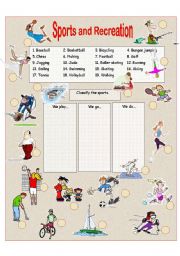 English Worksheet: Sports and Recreation