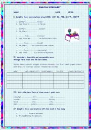 English Worksheet: Countable and Uncountables nouns, quantifiers and food vocabulary