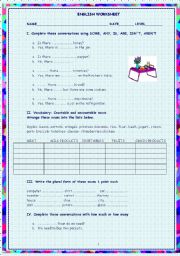 Countable and Uncountables nouns, quantifiers and food vocabulary