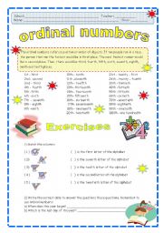 English Worksheet: Ordinal Numbers