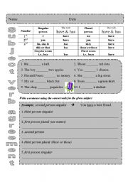English worksheet: verb agreement