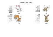 English Worksheet: Chinese Zodiac Signs - Part 1
