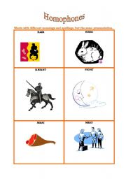 English Worksheet: HOMOPHONES 3/5