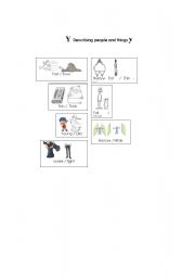 English worksheet: Describing people and objects 1