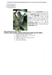 English worksheet: Animals