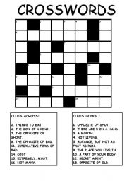 English Worksheet: CROSSWORDS