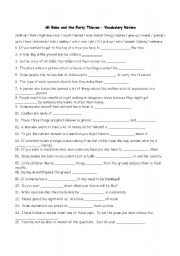 English Worksheet: Ali Baba and the Forty Thieves - Vocabulary Review