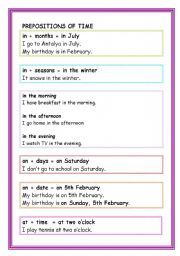 English Worksheet: PREPOSITIONS OF TIME