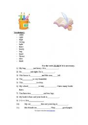 English worksheet: General Vocabulary. The verb TO BE.