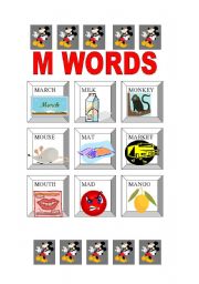 English worksheet: ALPHABET: M WORDS