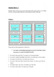 English Worksheet: giving directions