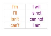 English Worksheet: Contraction word match