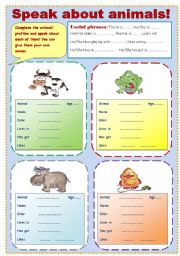 English Worksheet: Speak about animals!