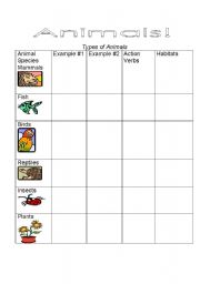 English worksheet: Animals Worksheet