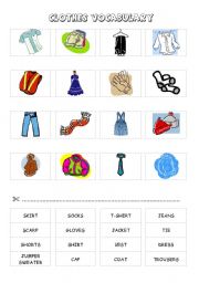 English Worksheet: CLOTHES - cut and paste