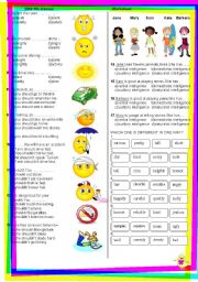 English Worksheet: A test about adjectives/adverbs, should and multiple intelligence