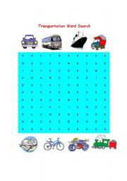 English worksheet: Transportation Word Search