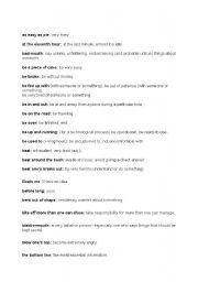 English Worksheet: idiomatic expressions