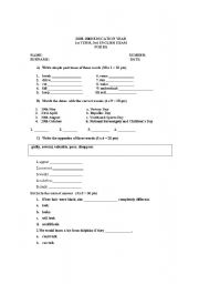 English worksheet: spot on 8 (exam)