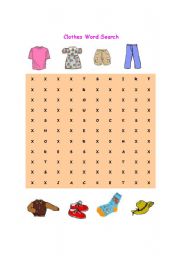 English worksheet: Clothes Word Search