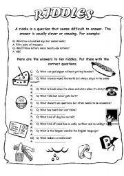 English Worksheet: RIDDLES