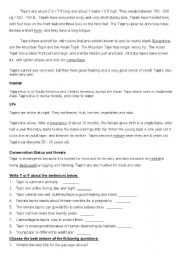 English worksheet: Endangered Animal