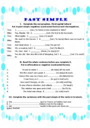 English Worksheet: Exercises to review Past Simple.2